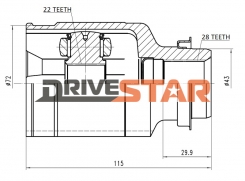 ШРУС ВНУТРЕННИЙ ПРАВЫЙ 22x43x30 IC-JMA0001-FR