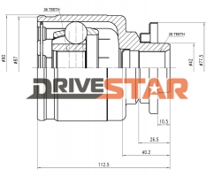 ШРУС ВНУТРЕННИЙ ЛЕВЫЙ 36x42x28 IC-JMA0013-FL