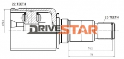 ШРУС ВНУТРЕННИЙ ПРАВЫЙ 22x40x26 IC-JS0003-FR